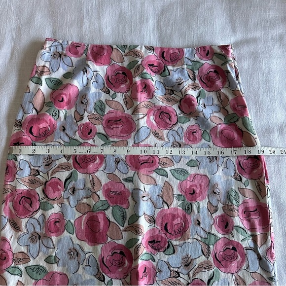 Vintage Caroline Kendrick Linen Blend Floral Skirt Size 10 Easter Summer 90s - Picture 6 of 10